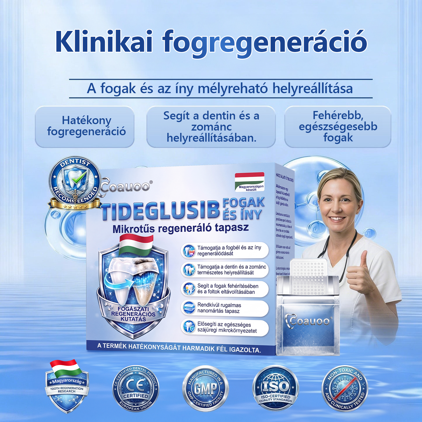 🦷 Mondj búcsút az érzékenységnek és kellemetlenségeknek! 𝐂𝐨𝐚𝐮𝐨𝐨® Tideglusib szájcsíkok – gyors regenerálás a fogaknak és az ínynek 😊