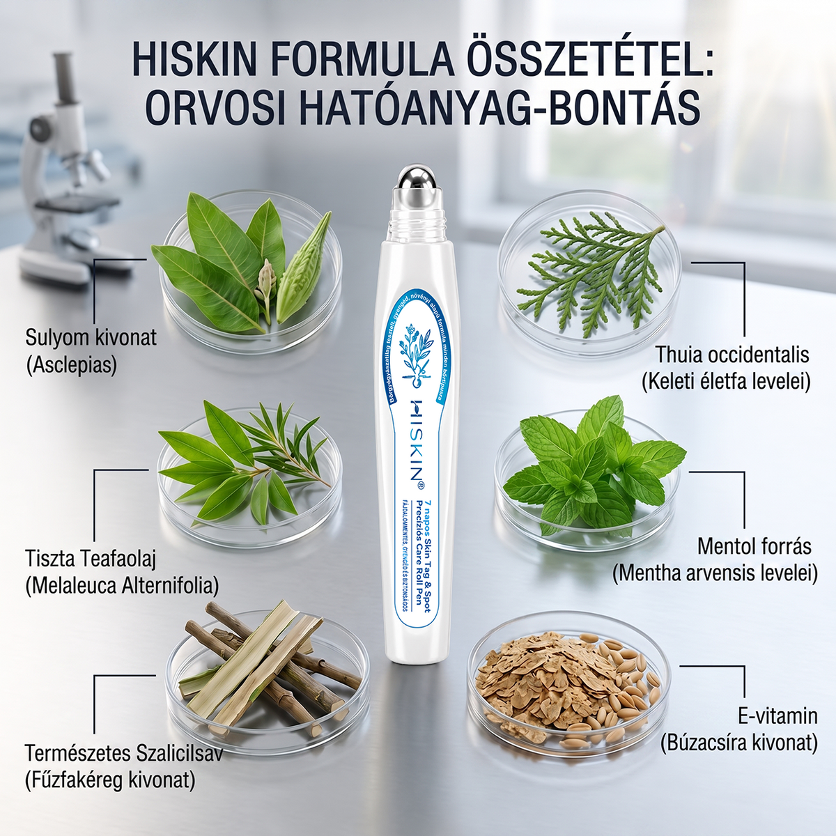 HISKIN® 7 napos golyós aplikátor szemölcsök és foltok ellen – Fejlett, fájdalommentes és hegmentes bőrhibatartó megoldás